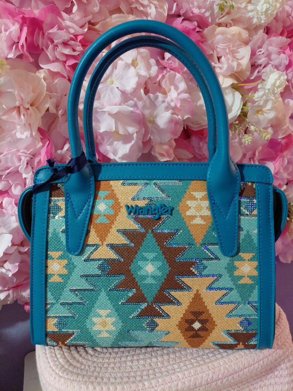 Wrangler Sparkle Aztec Purse Boho Top-handle Western Satchel with Shoulder Strap